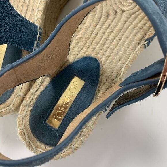 TOPSHOP Wolf Espadrille Platform Sandal Blue Suede size 9.5 - Picture 8 of 11